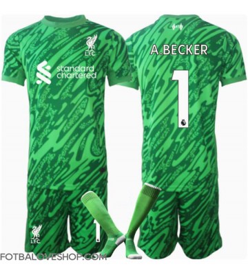 Liverpool Alisson Becker #1 Brankářské Dětské Venkovní Dres 2024-25 Krátký Rukáv (+ trenýrky)